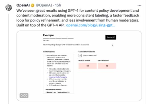OpenAI正为ChatGPT测试内容审核功能,可减少人工参与